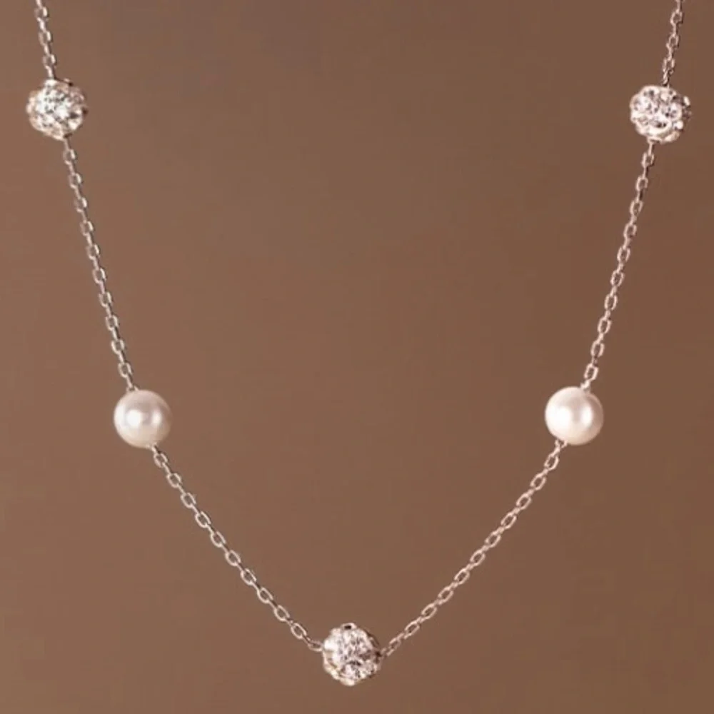 925 Sterling Silver Fresh Water Pearls Necklace - Picture 3 of 8